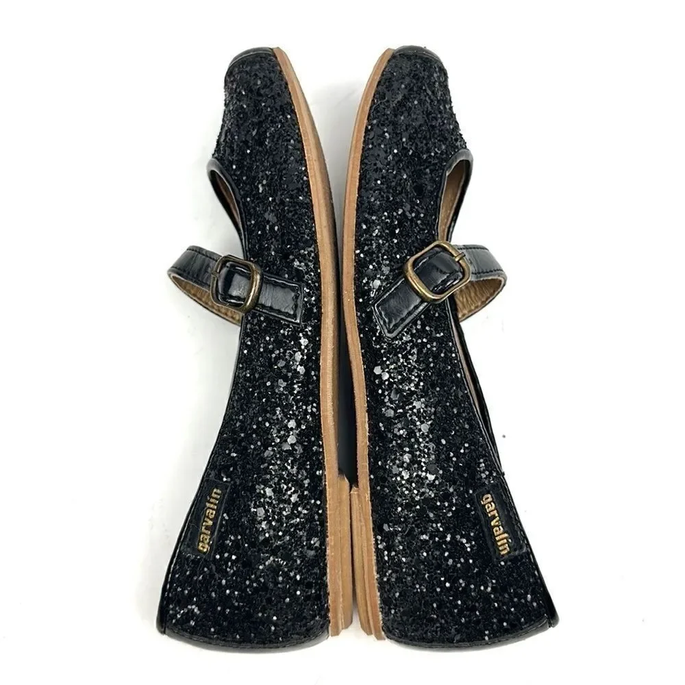 New GARVALIN Spain Girls Sparkly Formal Flat Black Mary Jane Shoes EUR 30 US 13
